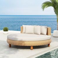 Aurelle Coastal PE Wicker Outdoor Daybed With Water-Repellent Cushions And 4 Pillows by Ebern Designs