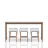 Aria 4-Piece Bar Table Set with Frosted Glass Top & 3 Upholstered Stools by Lark Manor