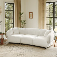 Valette Contemporary Curved Bouclé Upholstered Sectional Sofa With Plush Seating And Sculptural Silhouette by Ebern Designs