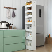 Braden 7-Tier Pantry Cabinet with Open Shelves & Wooden Frame