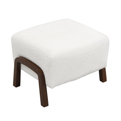 Hendren Contemporary Bouclé Upholstered Ottoman With Solid Wood Legs And Versatile Functionality