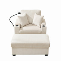 Ovara 55" Oversized Chaise Lounge Set With Ottoman, Velvet Upholstery And Solid Wood Frame by Ebern Designs