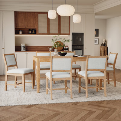 Marula 7-Piece Vintage Dining Table Set With Upholstered Chairs And Distressed Finish by Lark Manor