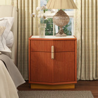 Aurelia Modern Textured Nightstand With Geometric Top And Dual Storage Drawers by Mercer41