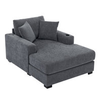 Weylin Oversized Indoor Chaise Lounge With Chenille Fabric And Built-In Charging Stations by NFusion