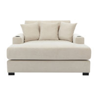 Weylin Oversized Indoor Chaise Lounge With Chenille Fabric And Built-In Charging Stations by NFusion