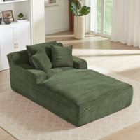 Zenora Modern Chaise Lounge with Corduroy Upholstery and Spring Cushioning by NFusion