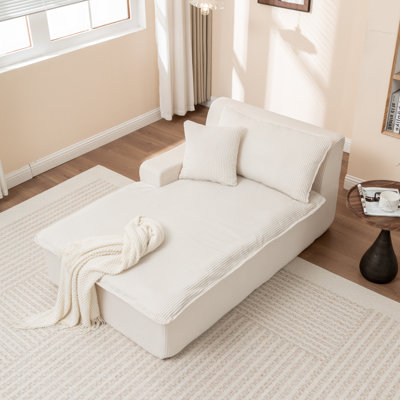 Velvura Modern Corduroy Chaise Lounge with High-Density Foam