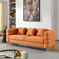 Lineare Oversize Modern Sofa with Solid Wood Frame and Gold Polished Legs by NFusion