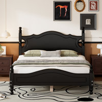 Bellmere Retro Wood Platform Bed with Solid Pine Construction and Slat Support