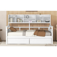 Paul Wooden Daybed with Storage Drawers & Shelves by NFusion