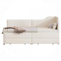 Faith Modern Corduroy Upholstered Daybed with Storage Drawers & Wooden Framw by NFusion