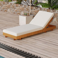 Valen Modern Acacia Wood Outdoor Chaise Lounge With Adjustable Backrest And Water-Repellent Cushion by NFusion