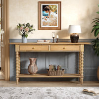 Liora Retro Console Table With 2 Drawers, Shelf, And Spherical Column Legs by NFusion