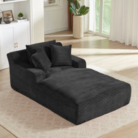 Sorrento Modern Indoor Chaise Lounge with High-Quality Corduroy Upholstery by NFusion