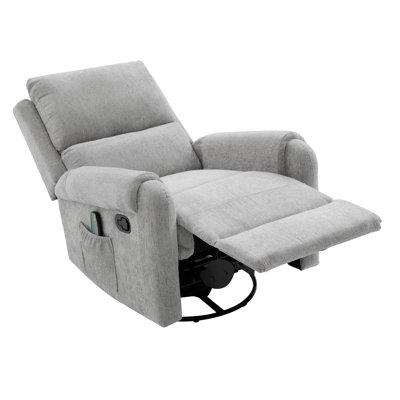 Ambria Manual Massage Recliner Chair With Swivel, Rocking, And Storage Pocket