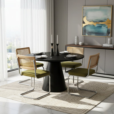 Ember  5-Piece  Mid-Century Dining Set With Chrome Rattan Chairs by NFusion