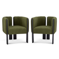 Liora Modern Bouclé Upholstered Accent Chairs With Rubber Wood Frame by NFusion