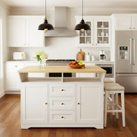 Deborah Multifunctional Extendable Kitchen Island Cart with Standard Outlet by NFusion