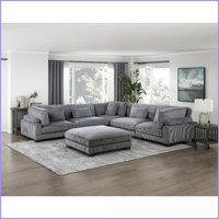Modern Modular Corner Seat Gray Corduroy Sofa – Adjustable Back/Arms, Reversible Cushions & Pillows | Gray | Plywood | Cushion Back by NFusion