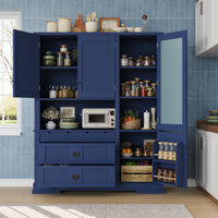 Nelson Large Kitchen Pantry Cabinet with Hutch, Drawers, Adjustable Shelves by NFusion