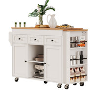 Willow Modern Kitchen Island With Extendable Table, Ample Storage, And Built-In Charging Station