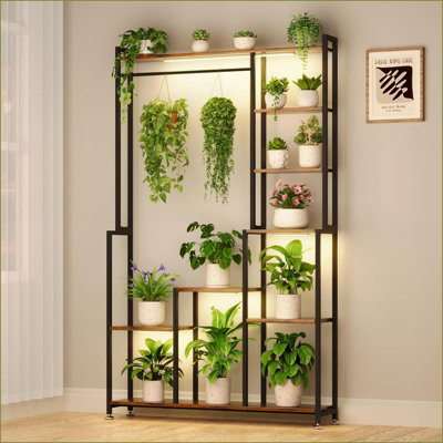 Plant Stand 71 Inch 8 Tier Heavy-Duty Metal with Grow Light | Modern | MDF+Metal by NFusion