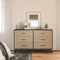 Kelly Faux Rattan 6 Drawer 53.62" W Dresser by Novogratz
