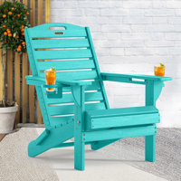Outdoor Fire Pit Chairs Weather-Resistant HDPE Foldable Outdoor Adirondack Chair With Cup Holder by Rosecliff Heights