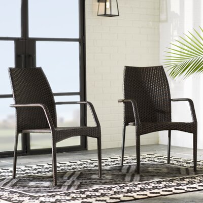Libora All Weather Wicker Stackable Dining Armchairs by Red Barrel Studio