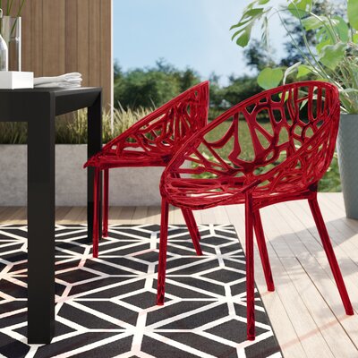 Metrocles Stacking Patio Dining Side Chair by Mercury Row