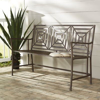 Nicholls Bronze Modern Style Iron Garden Bench by Latitude Run