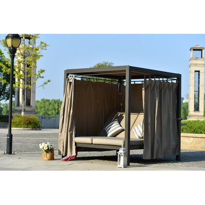 Midsomer Double Reclining Chaise Lounge Bed with Cushion and Canopy by Highland Dunes