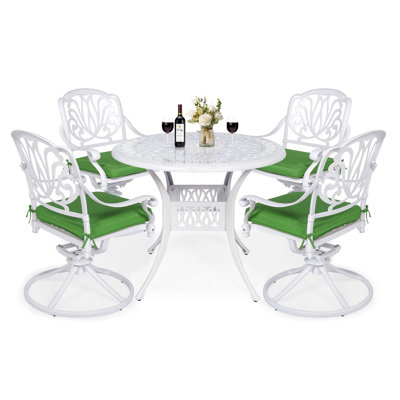 5-piece Outdoor Patio Dining Set, All-weather Cast Aluminum Conversation Set, Patio Furniture Set For Balcony Lawn Garden, Include 4 Swivel Dining Cha by MEETWARM