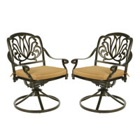 Outdoor Bistro Swivel Patio Furniture Cast Aluminum Dining Chairs with Cushions for Balcony, Lawn, Garden, Backyard by MEETWARM