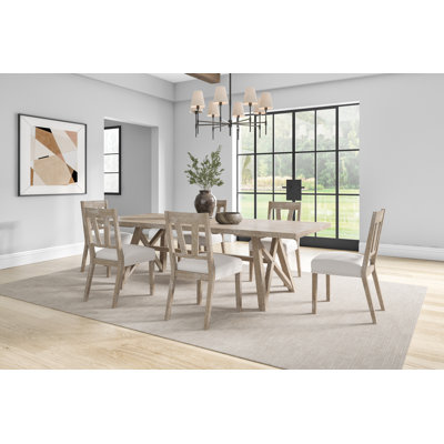 Mellar Modern Farmhouse Rectangular Kitchen Table With Six Chairs, Light Tan by Gracie Oaks