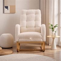 Accent Rocking Chair With Footrest High Back Rubber Wood Rocking Legs Bedroom Living Space 26.77D X 38.36W X 39.76H Inch by Magiccactus