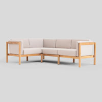 Haven 4-Piece Teak Outdoor Sectional With Sunbrella Cushions In Graystone by Neighbor