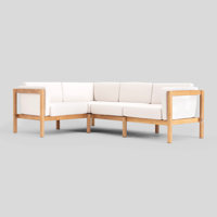 Haven 4-Piece Teak Outdoor Sectional With Sunbrella Cushions In Graystone by Neighbor
