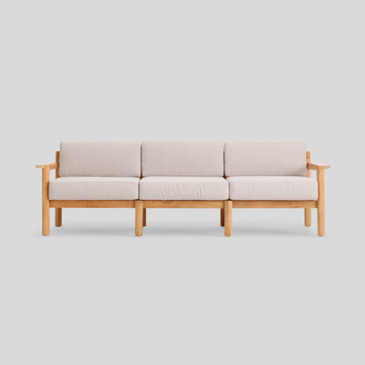Haven Teak Outdoor Sofa With Sunbrella Cushions And Wooden Armrest In Canvas by Neighbor