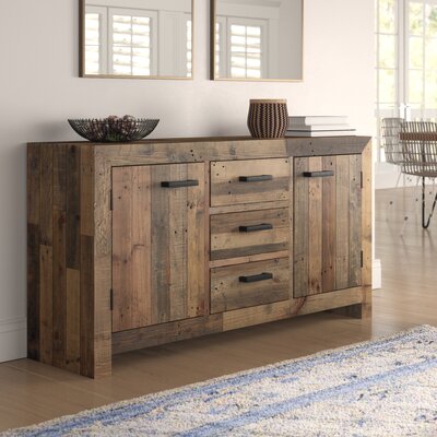 Lafond 63" Wide 3 Drawer Pine Wood Sideboard by Millwood Pines
