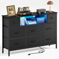 8-Drawer Chest Of Drawers 55"TV Stand, Lights and Power Outlet by Wrought Studio