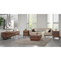 Nellie Modern Living Room Table Sets Of 4, 70 Inch TV Stand, 1 Square Coffee Table With Tempered Glass Top,And 2 End Table, Entertainment Center, Cons by Latitude Run