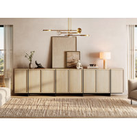 Maisonet Dresser With 8-Door Enclosed Storage Cabinet & T-Shaped Wood Legs, Media Console For Living Room, Bedroom, Family Room, Home Theater by Ebern Designs