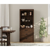 Glenford 3 Tier Pantry Cabinet With Drawer,73.3" Tall Floor Standing Cupboard,Modern Farmhouse Display Kitchen Buffet With Adjustable Shelves For Dini by Winston Porter