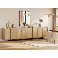 Maisonet Modern Sideboard Buffet Cabinet With 8 Doors, Multifunctional Sideboard With Large Storage And T-Shaped Legs, Coffee Bar Cabinet Storage Cabi