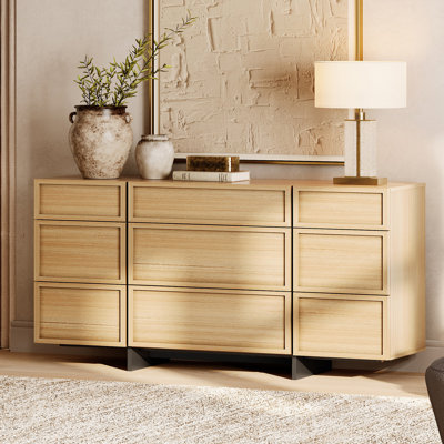 Modern 9-Drawer Dresser With T-Shaped Legs - Wooden Storage Cabinet & Closet Organizer For Bedroom, Hallway, Or Living Room, by WAMPAT