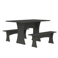 Coney 3-Piece Dining Set with Dining Benches by Manhattan Comfort