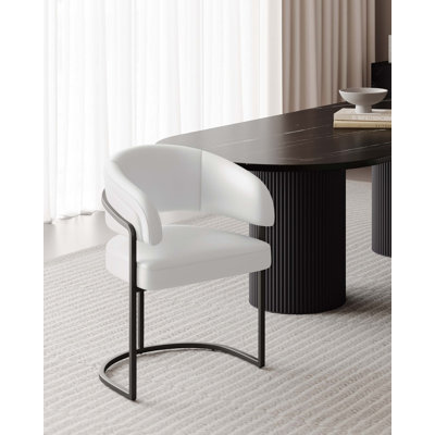 Augusta Modern Vegan Leather Upholstered Metal Dining Chair by Manhattan Comfort