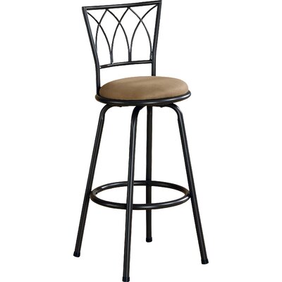 Bourbonnais Bar Stool, Swivel, Bar Height, Metal, Fabric, Brown, Beige, Contemporary, Modern by Red Barrel Studio